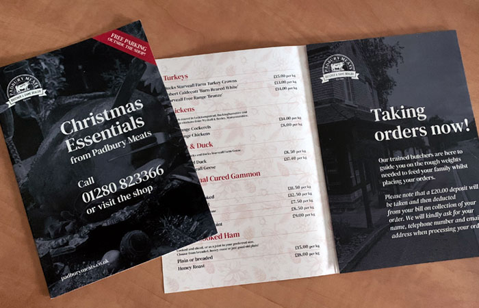 Multi-disciplined graphic design – Padbury Meats Christmas leaflet